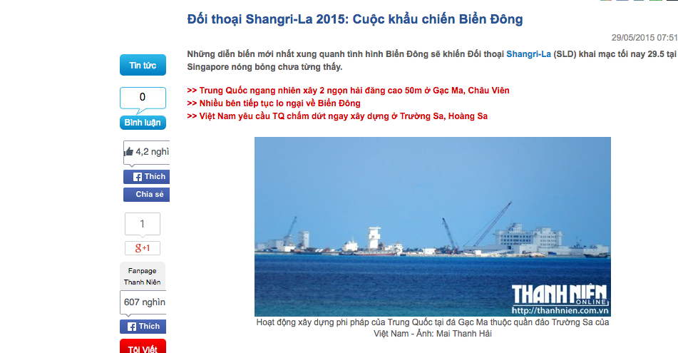 Copie d’écran du quotidien Thanh Niên