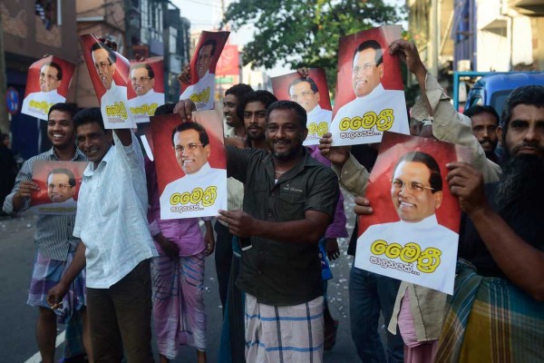 Photo de supporteurs du nouveau président sri-lankais Maithripala Sirisena