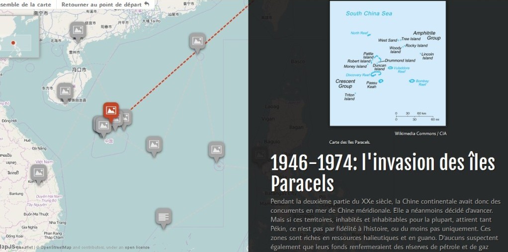Copie d’écran de notre infographie pour tout comprendre de l’histoire et l’actualité des îles Paracels, en mer de Chine du Sud