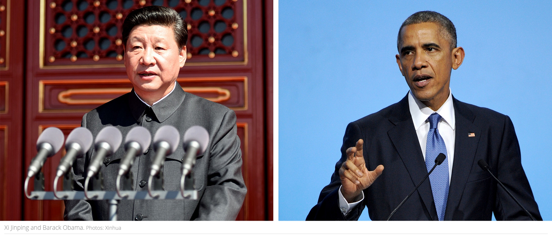 Le président chinois Xi jinping et son homologue américain Barack Obama. Copie d’écran du site South China Morning Post, le 18 septembre 2015 (Photo : Xinhua).