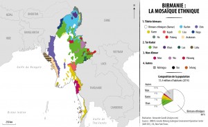 Carte : les différentes ethnies en Birmanie. Réalisation : Alexandre Gandil.