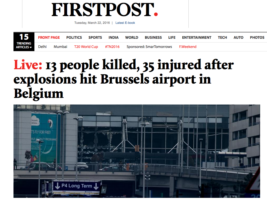 Les principaux médias asiatiques ont mis en place une couverture "live" des attentats de Bruxelles.