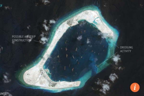 L'îlot artificiel de Subi Reef. Copie d'écran du "South China Morning Post", le 6 avril 2016.