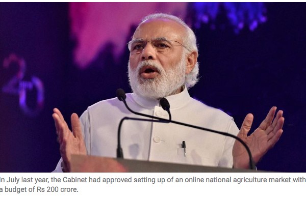 L'Inde lancera jeudi 14 avril une plateforme de e-commerce agricole dans le cadre d'un programme qui doit permettre de doubler les revenus des agriculteurs indiens d'ici 2022. Copie d'écran de “The Indian Express”, le 13 avril 2016.