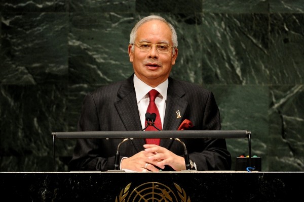 Le Premier ministre malaisien Najib Razak à la tribune lors de l'assemblée générale des Nations Unies à New York le 27 septembre 2010.