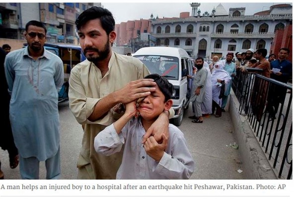 Pakistan : un séisme fait 5 morts et 55 blessés. Copie d'écran du site "Dawn", le 11 avril 2016.
