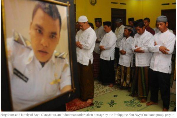 Pas de rançon, mais des négociations de qualité pour la libération des 10 otages indonésiens par Abou Sayyaf. Copie d'écran du “Jakarta Post”, le 2 mai 2016.