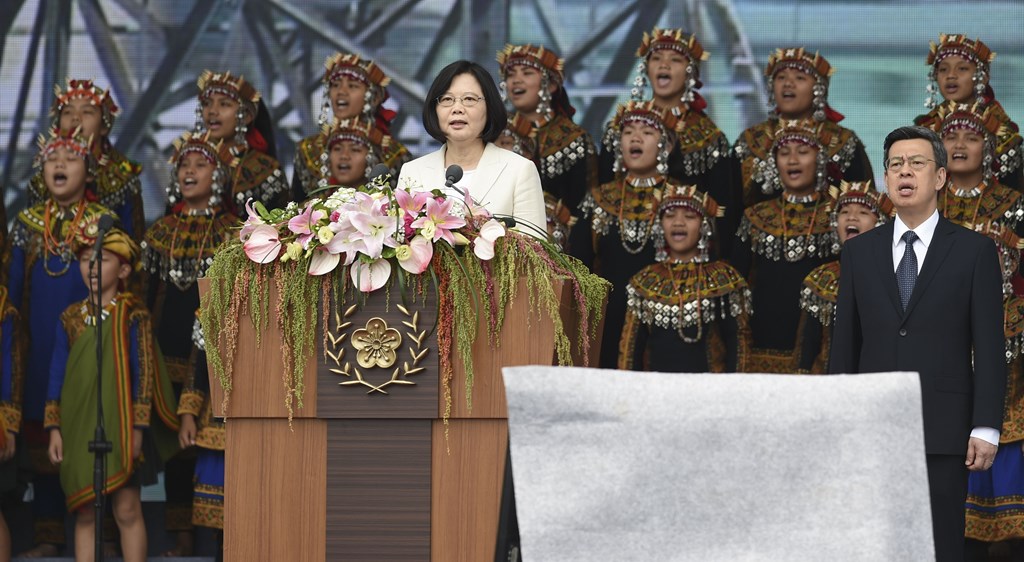 Tsai Ing-wen, première femme présidente de Taïwan, lors de son discours d'investiture au palais présidentiel à Taipei, le 20 mai 2016.