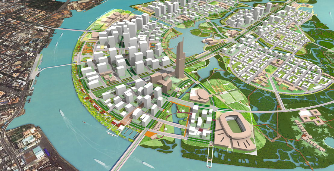Plan du nouveau quartier de Thu Thiêm à Hô-Chi-Minh-Ville.