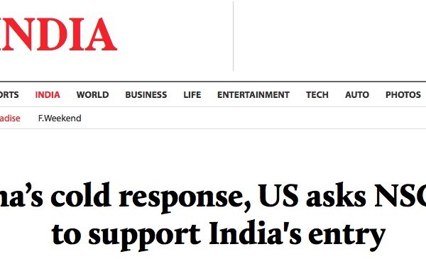 Les Etats-Unis appellent clairement à soutenir l'entrée de l'Inde au Groupe des fournisseurs nucléaires. Copie d'écran du First Post, le 21 juin 2016.