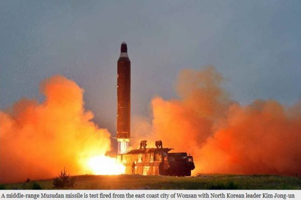 Succès du test de tir de missile IRBM. Nouvelle tentative pour intimider les Etats-Unis. Copie d'écran du Korea Times, le 23 juin 2016.