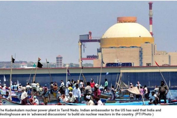 La centrale nucléaire Kudankulam dans le Tamil Nadu. L'ambassadeur indien aux États-Unis a déclaré que l'Inde et la compagnie Westinghouse sont à un stade de "négociations avancées" pour construire six réacteur nucléaires dans le pays. Copie d'écran du “Hindustan Times”, le 2 juin 2016.