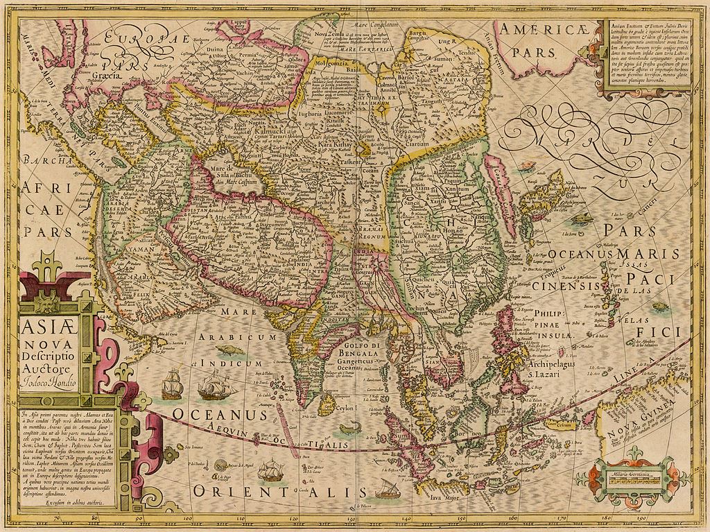 Cette carte conçue par le Hollandais Jodocus Hondius et intitulée "Une nouvelle description de l'Asie", était en usage au moment de la première ambassade russe en Chine.