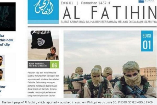 Une du Al Fatihin, revue destinée aux sympathisants de Daech en Asie du Sud-Est. Copie d'écran du Straits Times, le 13 juillet 2016.