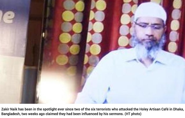 Le prédicateur indien Zakir Naik ne peut pas être accusé d'incitation à la haine et au terrorisme, selon la police de Bombay. Copie d'écran du Hindustan Times, le 20 juillet 2016.