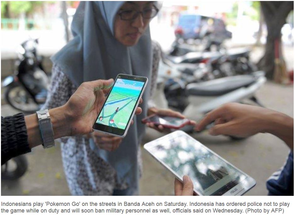 Le gouvernement indonésien s'inquiète de la popularité grandissante du jeu Pokemon Go, qui serait une "menace pour la sécurité" selon le ministre de la Défense. Copie d'écran du Bangkok Post, le 20 juillet 2016.