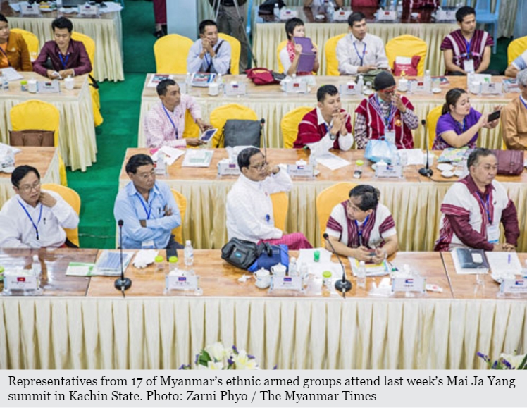 Les groupes ethniques armés participeront à la conférence de Panglong si et seulement si l'ensemble d'entre eux y sont invités. Copie d'écran du Myanmar Times, le 1er août 2016.