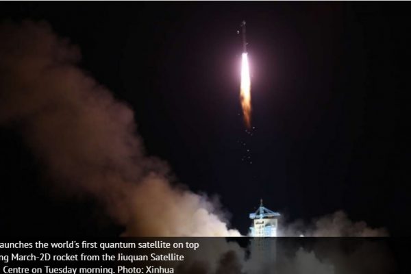 La Chine devient un pionnier dans le domaine de la communication quantique avec le lancement du premier satellite quantique de l'histoire. Copie d'écran du South China Morning Post, le 16 août 2016.