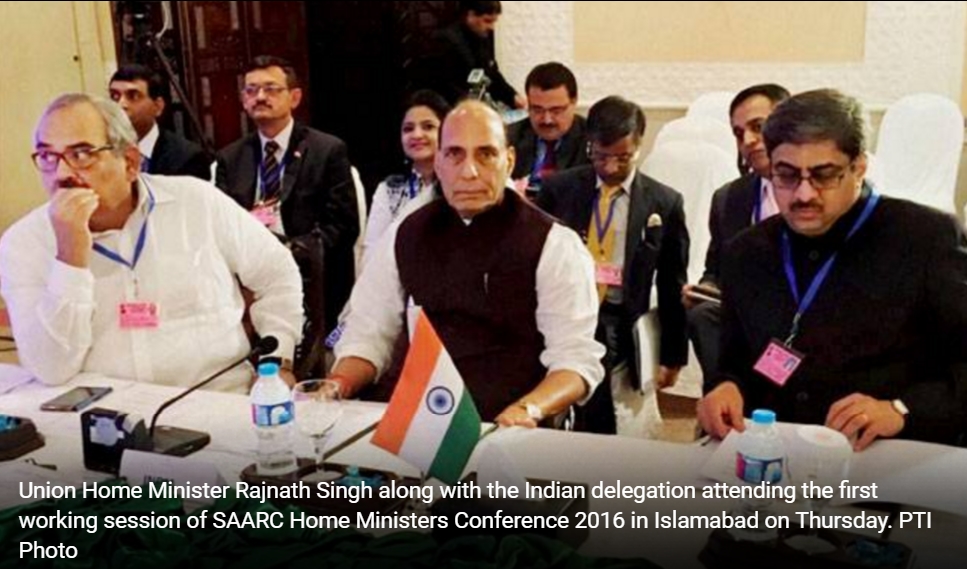 Le sommet du SAARC a été éclaboussé par le départ prématuré du ministre indien de l'Intérieur. Copie d'écran de India Today, le 5 août 2016.