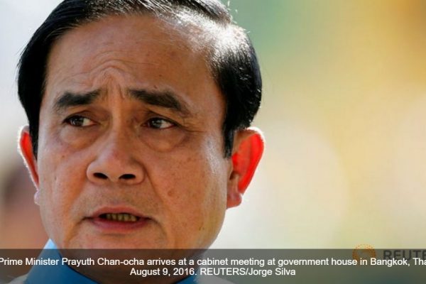 Prayuth Chan-ocha a réitéré son engagement d'organiser des élections générales en 2017. Copie d'écran de Channel News Asia, le 9 août 2016.