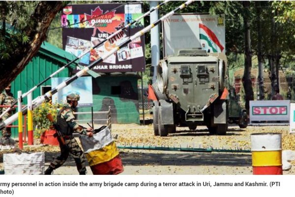 Le Cachemire indien est de nouveau déstabilisé par un violent attentat à l'encontre d'une base militaire, à Uri. Copie d'écran du Hindustan Times, le 19 septembre 2016.