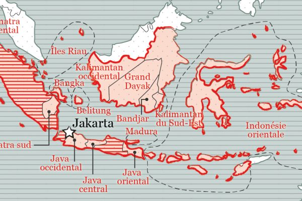 Carte de l'éphémère République des Etats-Unis d'Indonésie (1949-1950).