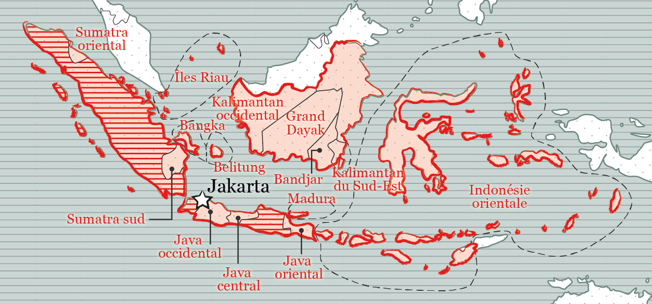 Carte de l'éphémère République des Etats-Unis d'Indonésie (1949-1950).