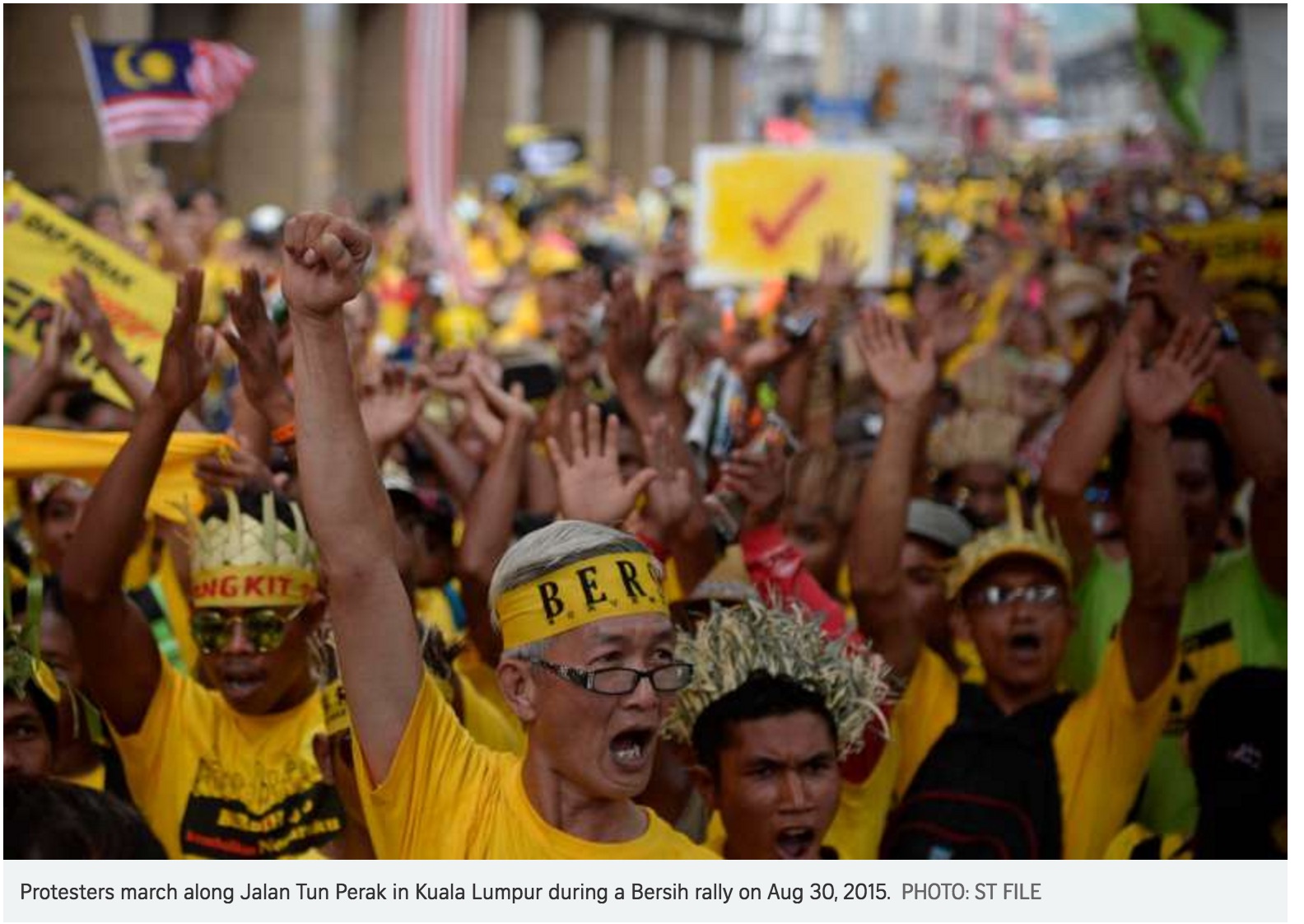 Le groupe Bersih organise des rassemblements dans 246 villes de Malaisie en octobre et appelle à la démission de Najib Razak. Copie d'écran du Straits Times, le 14 septembre 2016.