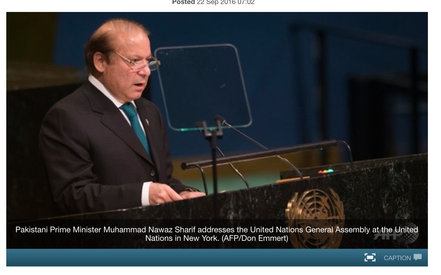 L'Inde et le Pakistan se sont violemment opposés dans des diatribes verbales lors du sommet de l'ONU. Copie d'écran de Channel News Asia, le 22 septembre 2016.