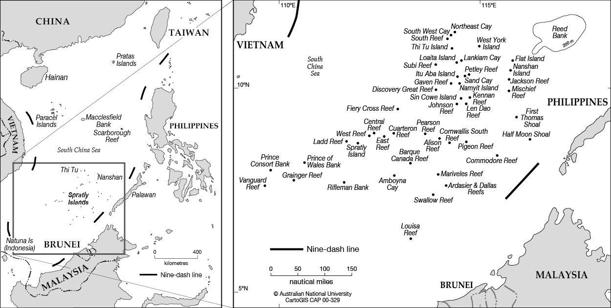 Carte des îles Spratleys.