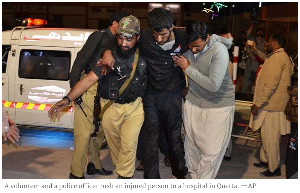 Pour la deuxième fois de l'année, Quetta est la cible d'une vaste opération terroriste. Copie d'écran de Dawn, le 25 octobre 2016.