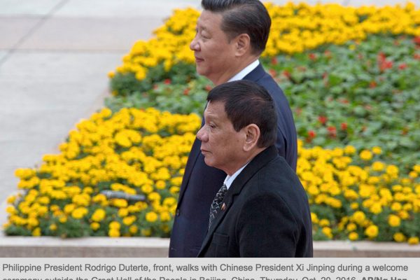 Le président philippin a assuré qu'il n'aborderait pas lui même la question de la Mer de Chine du Sud, Copie d'écran du Philippines Star, le 20 octobre 2016.