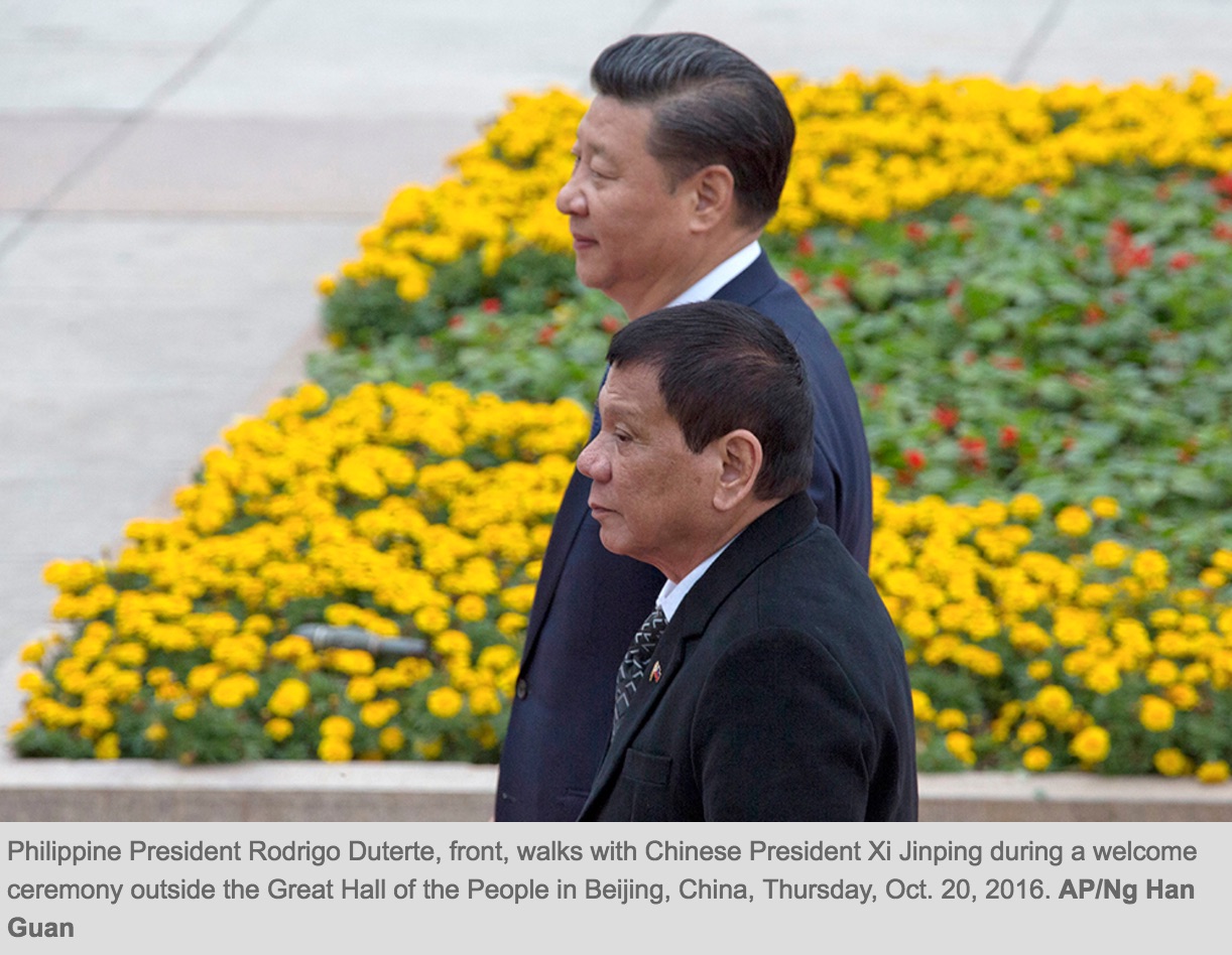 Le président philippin a assuré qu'il n'aborderait pas lui même la question de la Mer de Chine du Sud, Copie d'écran du Philippines Star, le 20 octobre 2016.