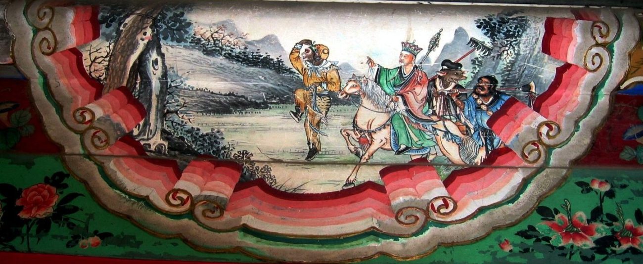 Fresque représentant l’œuvre de Xuanzang, voyageur chinois en Asie centrale Shizhao. (Crédits : Novastan)