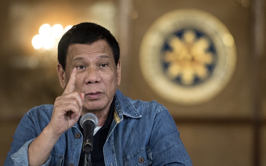 Le président philippin Rodrigo Duterte lors d'une conférence de presse à Manille le 30 janvier 30 2017. (Crédits : AFP PHOTO / POOL / NOEL CELIS)