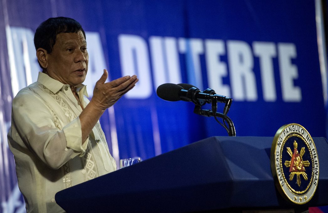 Le président philippin Rodrigo Duterte pendant un discours le 31 mars 2017.