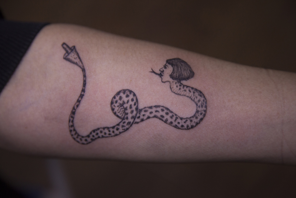 Serpent à sonnette. Tatouage de Wu Junyong. (Crédit : Wu Junyong)
