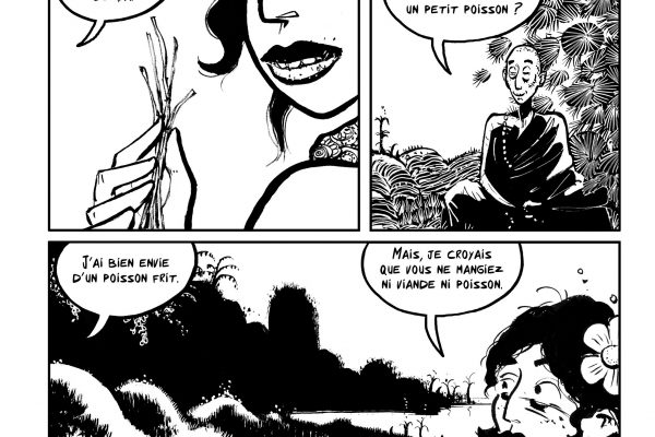 Extrait de la bande dessinée "Les sentiers du Nirvana", scénario et dessin Mark Hendriks, Warum. (Copyright : Warum)