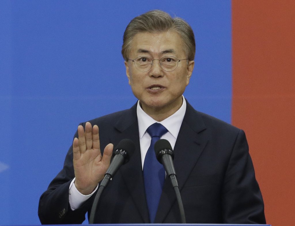 Le président sud-coréen Moon Jae-in aura fort affaire pour convaincre Donald Trump qu'il peut s'entendre avec lui. (Crédits : AFP PHOTO / Ahn Young-joon)