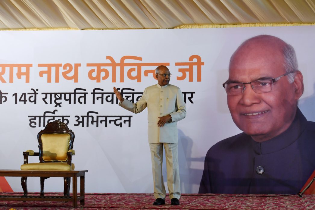 Le nouveau président élu Ram Nath Kovind le 20 juillet 2017 lors d'un discours à New Delhi.