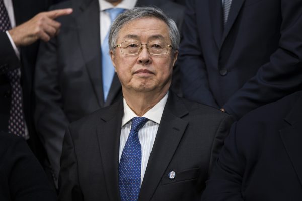 Zhou Xiaochuan, le gouverneur de la Banque Centrale lors d'une réunion du Fonds Monétaire International (FMI) à Washington le 22 avril 2017.