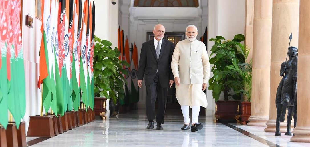Le président afghan Ashraf Ghani reçu à New Delhi par le Premier ministre indien Narendra Modi, le 19 septembre 2018. (Source : League of India)