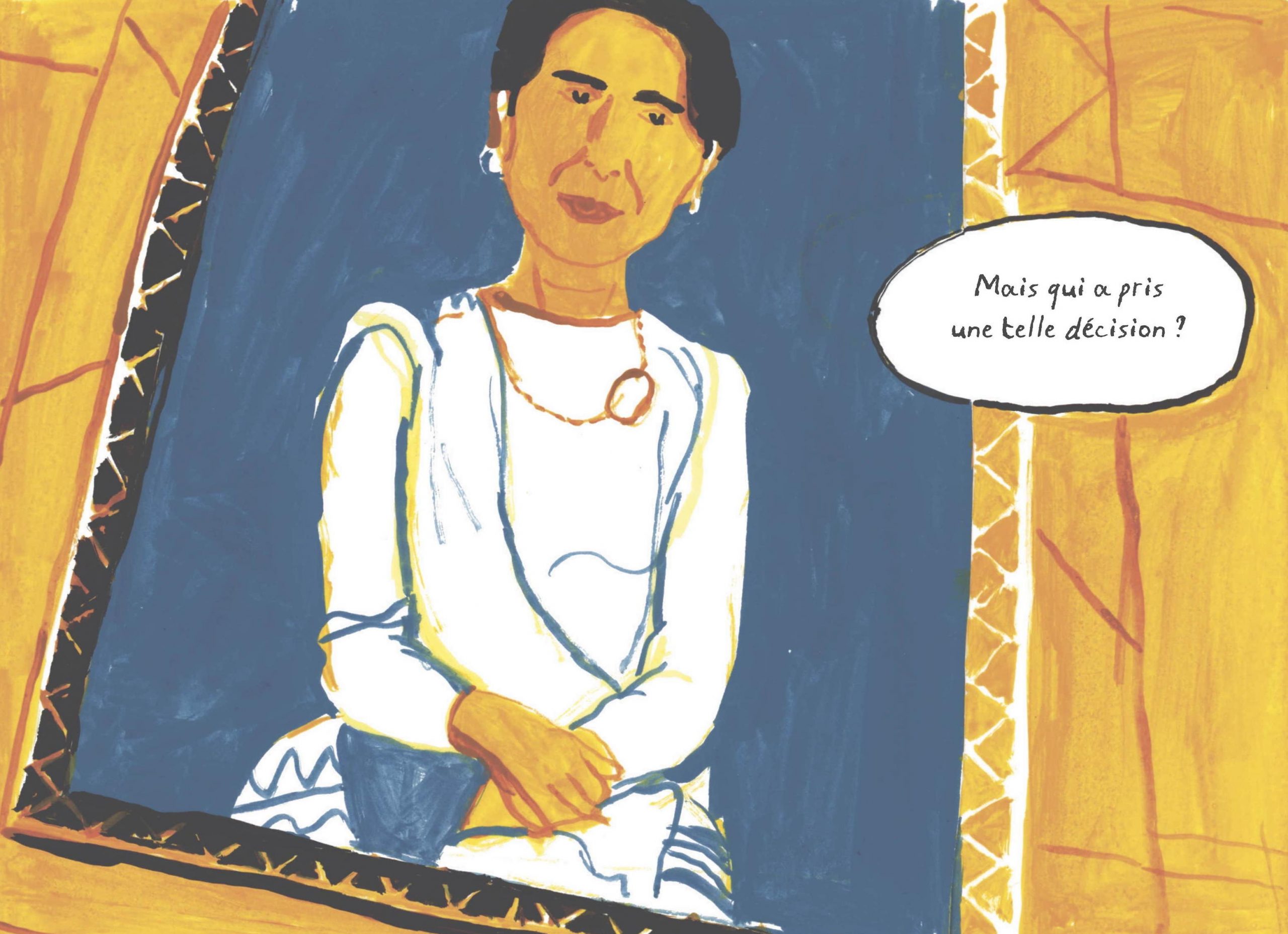 Extrait de la bande dessinée "Aung San Suu Kyi, Rohingya et extrémistes bouddhistes", scénario Frédéric Debomy, dessin Benoît Guillaume, Massot Editions. (Copryright : Massot Editions)