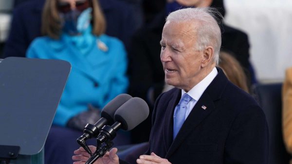 Joe Biden lors de son discours d'investiture comme 46ème président des États-Unis, devant le Capitole à Washington le 20 janvier 2021. (Source : CNN)