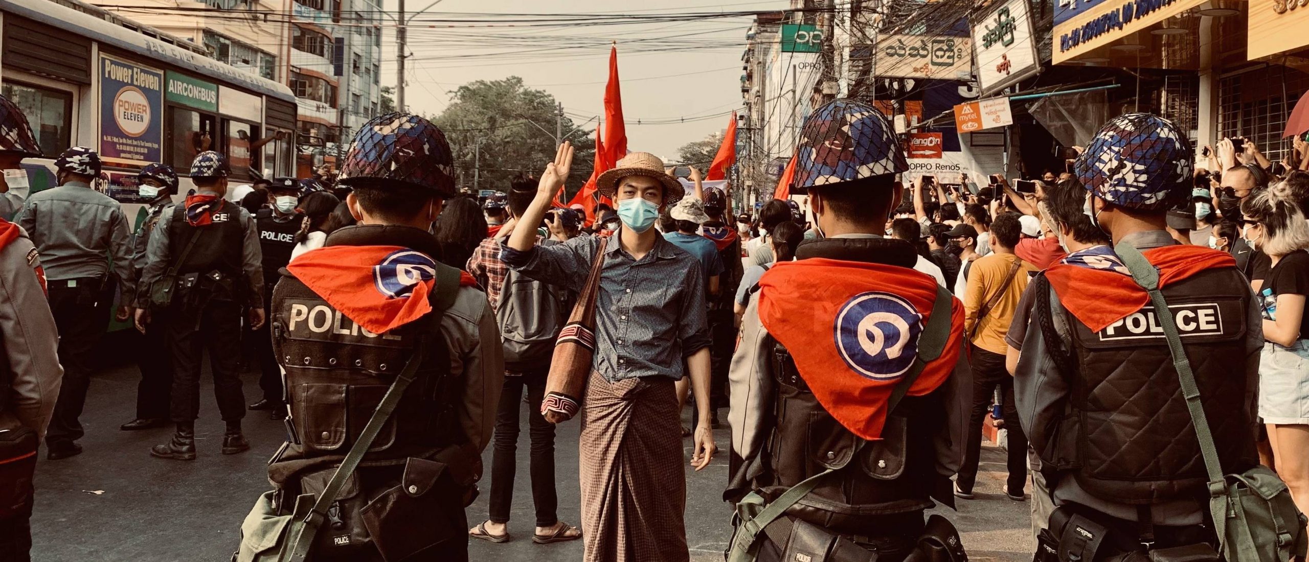 Manifestations contre le coup d'État militaire à Rangoun, le 6 février 2021. (Copyright : Jone)