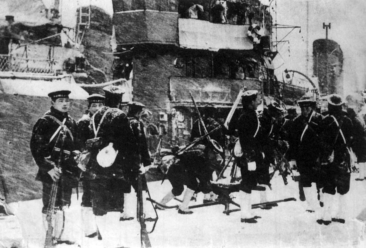 Marines japonais déployés dans Tokyo lors du coup d'État manqué du 26 février 1936. (Source : Military Wikia)