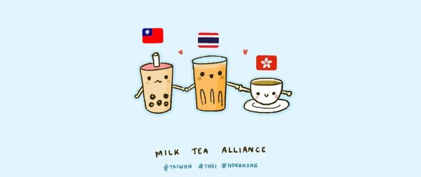 Un dessin représentant la Milk Tea Alliance (source : Twitter)