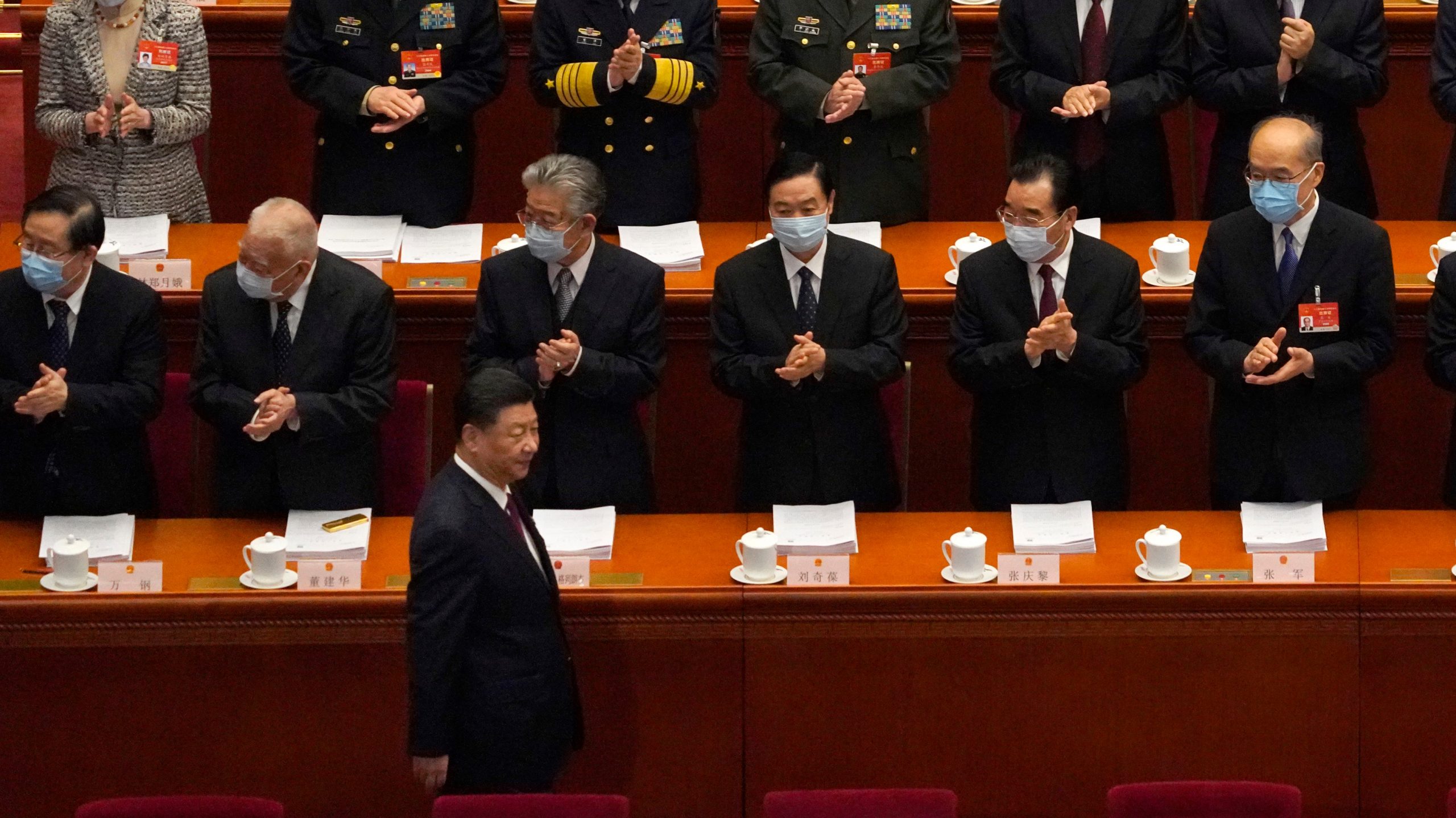 Le président chinois Xi Jinping lors de l'ouverture de la session annuelle de l'Assemblée nationale populaire au Grand Hall du Peuple à Pékin, le 5 mars 2021. (Source : Asian Nikkei)