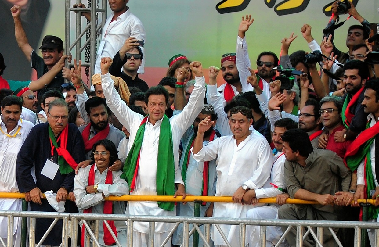 Le Premier ministre Imran Khan lors d'un meeting politique à Karachi, le 9 mars 2022. (Source : WSJ)