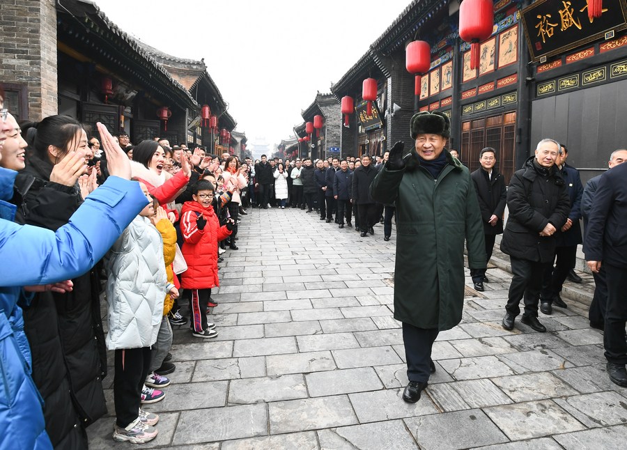Le président chinois Xi Jinping à Pingyao, dans le Shanxi, le 27 janvier 2022. (Source : People's Daily)